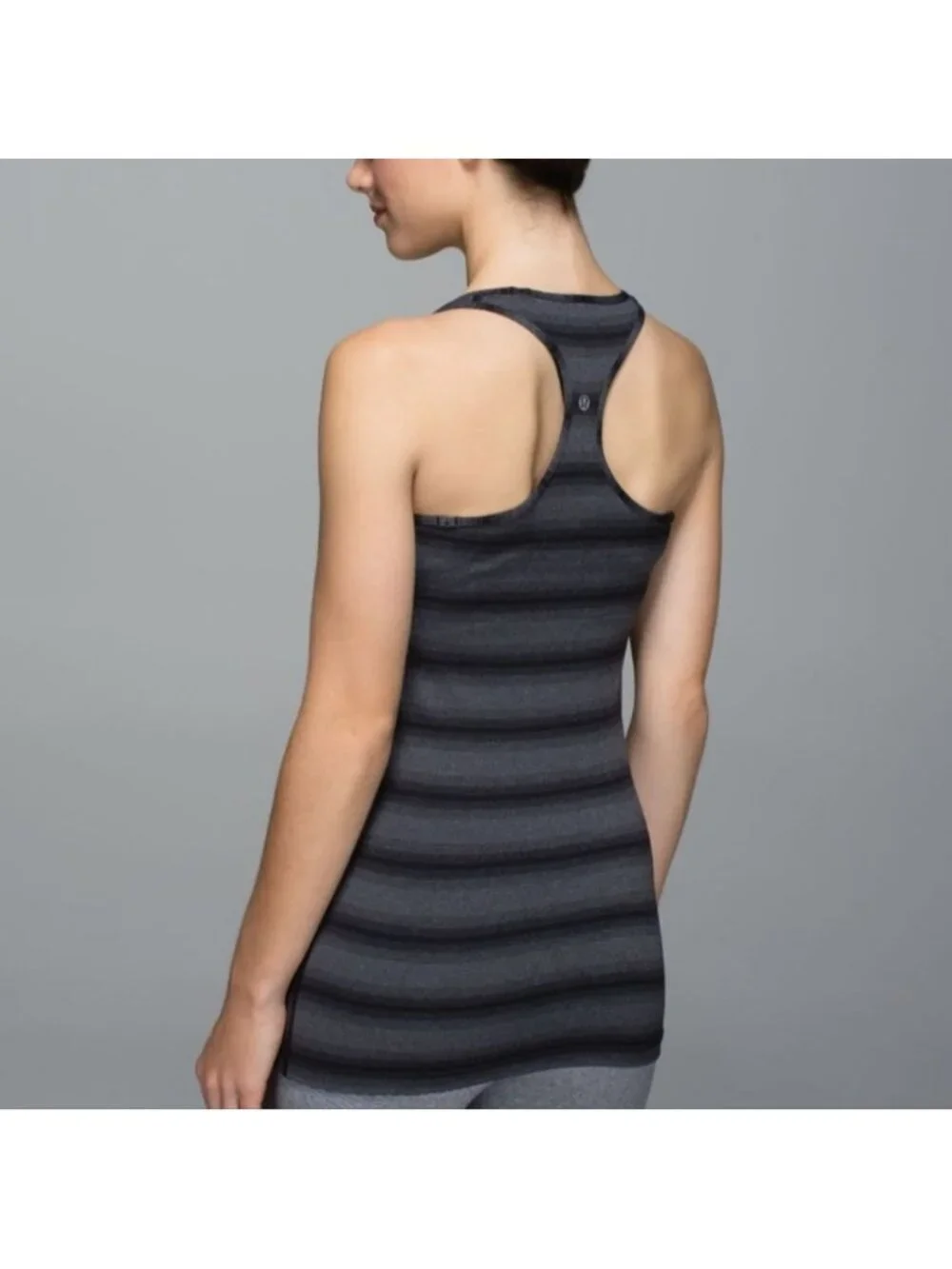 Lululemon Cool Racerback Capilano Stripe Heathered Deep Coal Black tank top